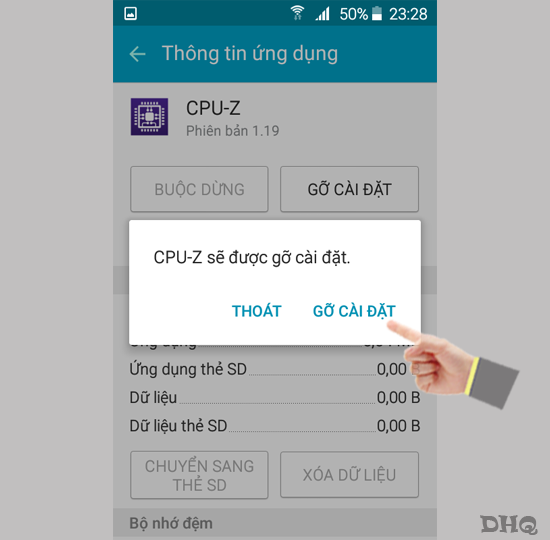 Chọn gỡ cài đặt